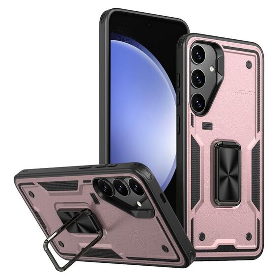 Per Samsung Galaxy S23 FE 5G Custodia per telefono in TPU ibrido per PC con supporto ad anello (oro rosa)