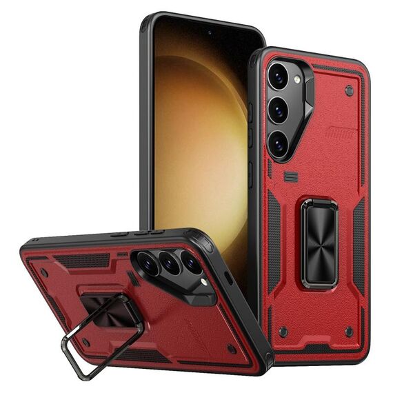 Per Samsung Galaxy S23+ 5G Custodia per telefono con supporto ad anello in PC ibrido in TPU (rosso)