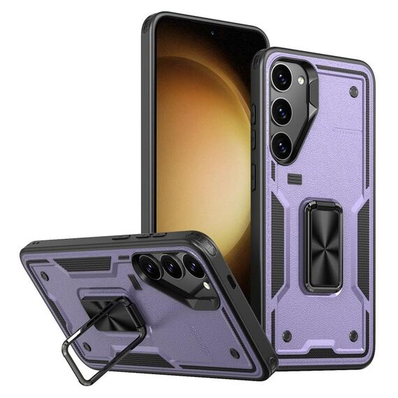 Per Samsung Galaxy S23+ 5G Custodia per telefono con supporto ad anello in TPU ibrido per PC (viola)