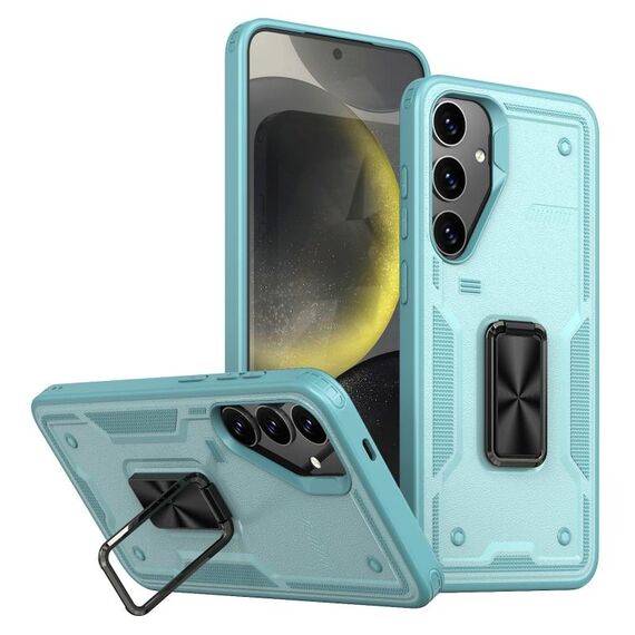 Per Samsung Galaxy S24+ 5G Custodia per telefono con supporto ad anello in TPU ibrido per PC (blu)