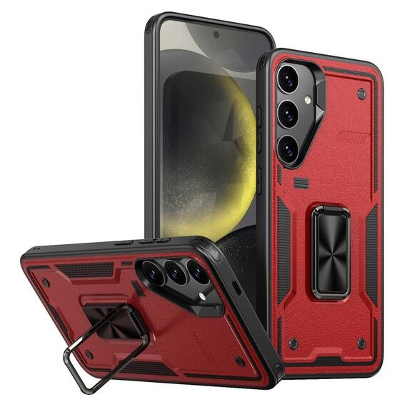 Per Samsung Galaxy S24+ 5G Custodia per telefono con supporto ad anello in TPU ibrido per PC (rosso)