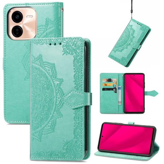 For vivo Y37 Pro Mandala Flower Embossed Leather Phone Case(Green)