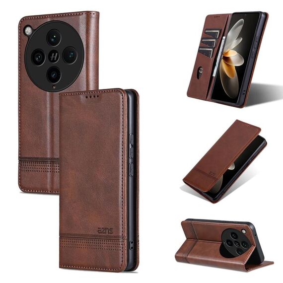 Per OPPO Find X8 Pro AZNS Custodia per telefono in pelle con texture di vitello magnetica (marrone scuro)