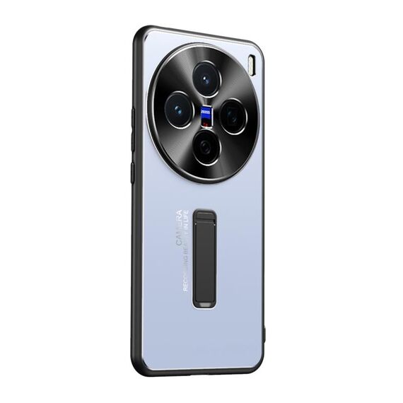 Per vivo X200 Custodia per telefono con supporto in TPU ibrido in metallo satinato (blu)