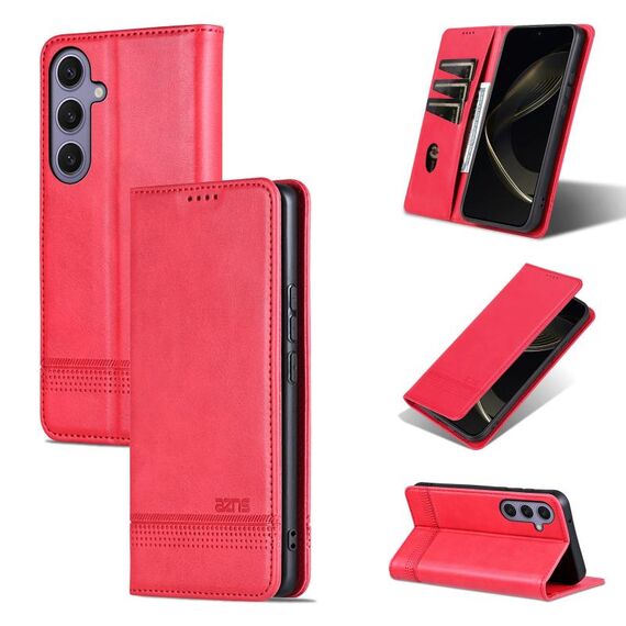 Per Samsung Galaxy S25 5G AZNS Custodia per telefono in pelle con texture di vitello magnetica (rosso)