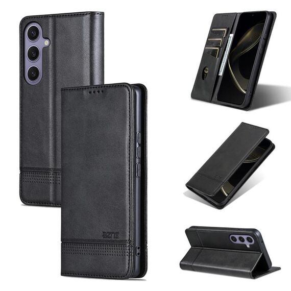 Per Samsung Galaxy S25 5G AZNS Custodia per telefono in pelle con texture di vitello magnetica (nero)