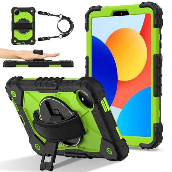 Per Xiaomi Redmi Pad SE 8.7 Custodia per tablet PC ibrida in silicone con robot a contrasto di colore (nero giallo verde)