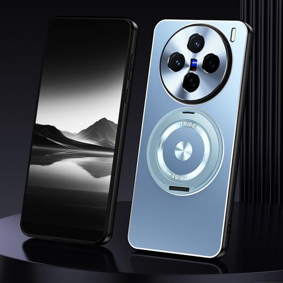 Per vivo X200 Supporto rotante Custodia per telefono in metallo satinato (blu)