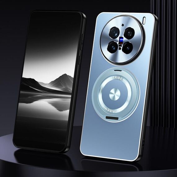 Per vivo X200 Pro Supporto rotante Custodia per telefono in metallo satinato (blu)