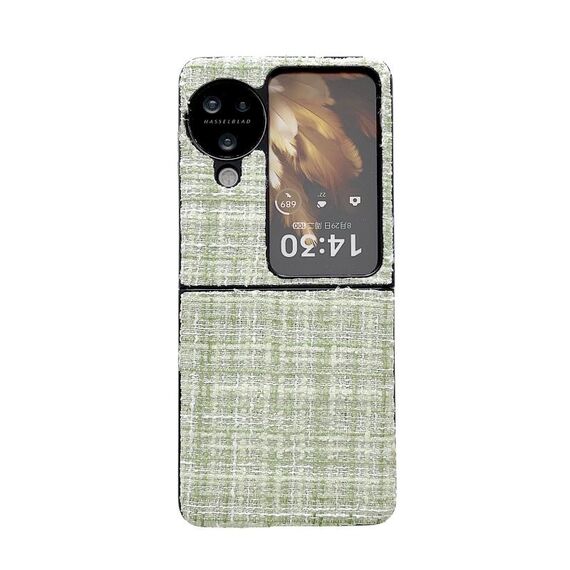 Per OPPO Find N3 Flip Plaid Fabric PC Custodia protettiva per telefono (verde)