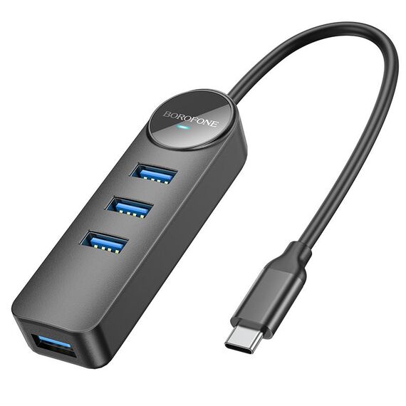 Adattatore HUB multifunzione BOROFONE DH5 4 in 1 Type-C / USB-C a USB 3.0 x 4, lunghezza: 0,2 m (nero)
