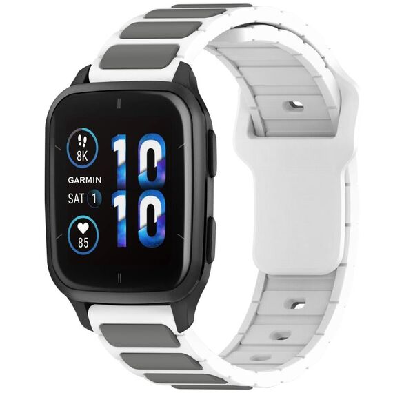 Per Garmin Watch 20mm Cinturino in silicone bicolore a forma di I (bianco + grigio)