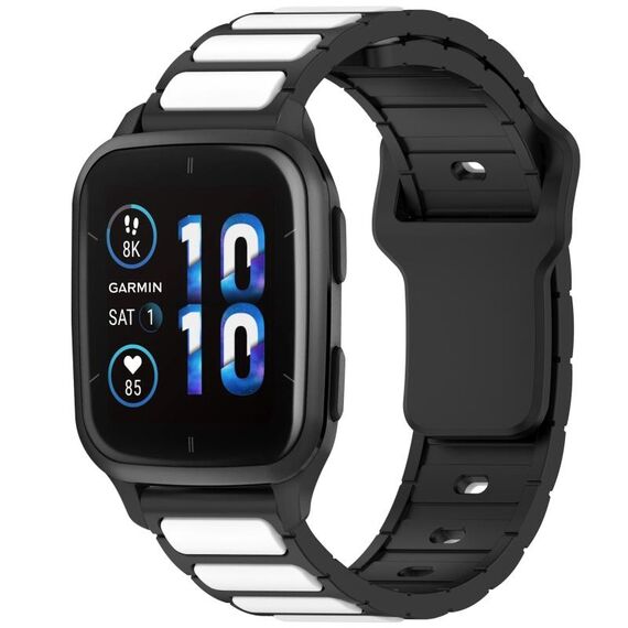 Per Garmin Watch 20mm Cinturino in silicone bicolore a forma di I (nero + bianco)