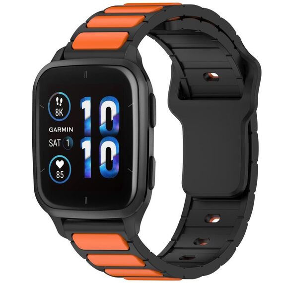 Per Garmin Watch 20mm Cinturino in silicone bicolore a forma di I (nero + arancione)