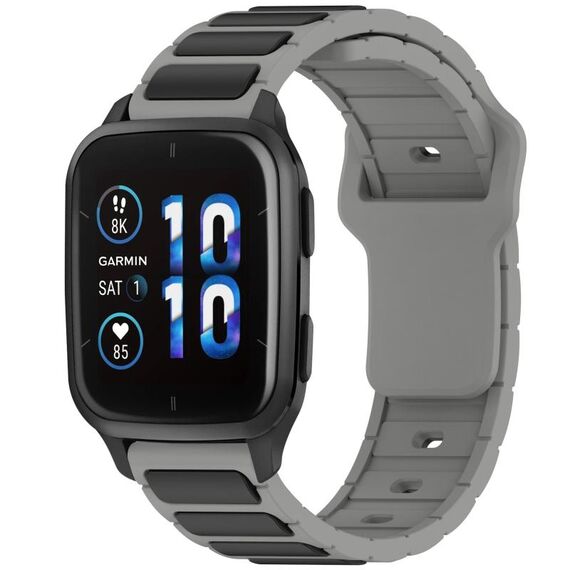 Per Garmin Watch 20mm cinturino in silicone bicolore a forma di I (grigio + nero)
