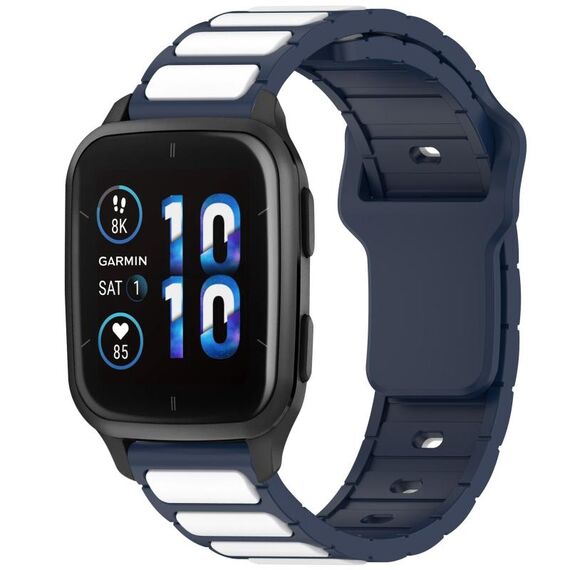Per Garmin Watch 20mm cinturino in silicone bicolore a forma di I (blu notte + bianco)
