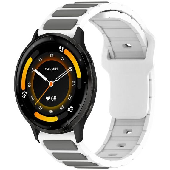 Per Garmin Watch 22mm Cinturino in silicone bicolore a forma di I (bianco + grigio)