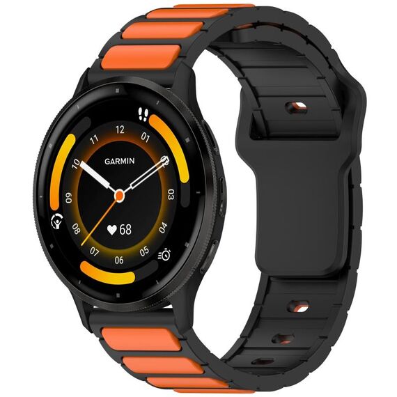 Per Garmin Watch 22mm Cinturino in silicone bicolore a forma di I (nero + arancione)