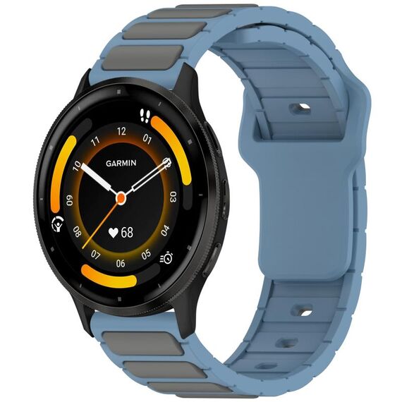 Per Garmin Watch 22mm Cinturino in silicone bicolore a forma di I (blu + grigio)