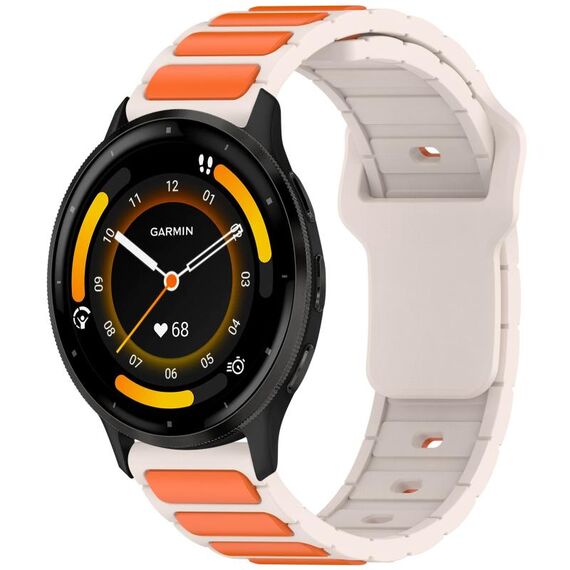 Per Garmin Watch 22mm Cinturino in silicone bicolore a forma di I (Starlight + arancione)