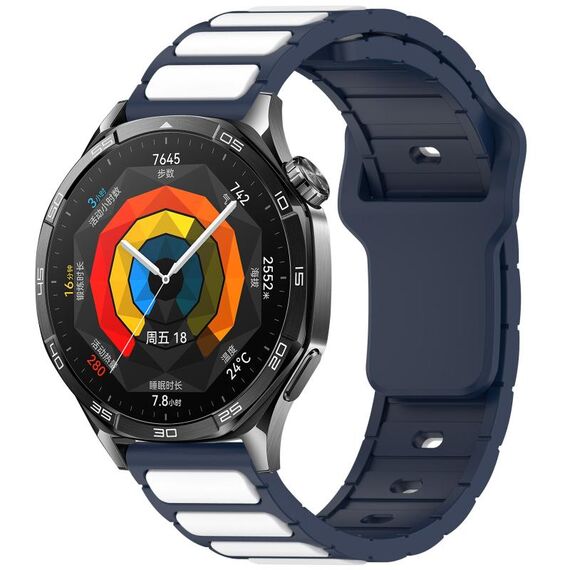 Per Huawei Watch 22mm Cinturino in silicone bicolore a forma di I (blu notte + bianco)