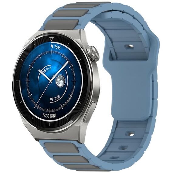 Per Huawei Watch 20mm Cinturino in silicone bicolore a forma di I (blu + grigio)