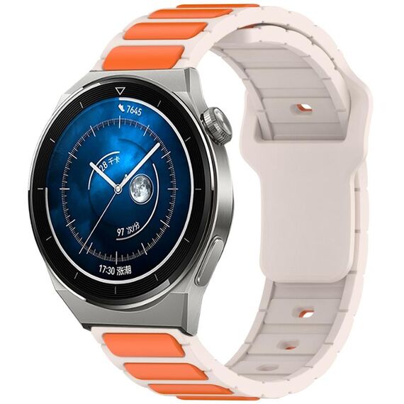 Per Huawei Watch 20mm Cinturino in silicone bicolore a forma di I (Starlight + arancione)