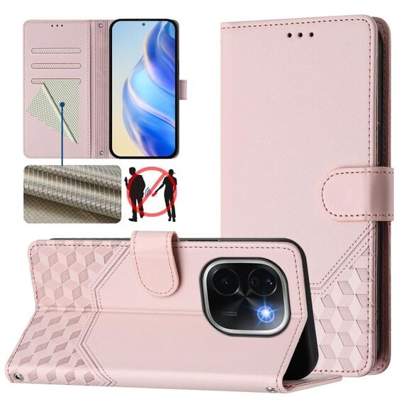 For vivo iQOO Z9s Pro 5G / T3 Pro 5G India Honeycomb Embossing RFID Leather Phone Case(Pink)