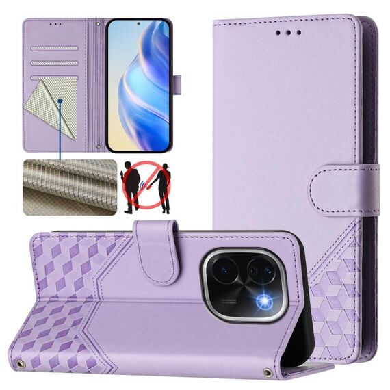 For vivo iQOO Z9s Pro 5G / T3 Pro 5G India Honeycomb Embossing RFID Leather Phone Case(Light Purple)