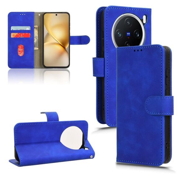 For vivo X200 Pro mini 5G Skin Feel Magnetic Flip Leather Phone Case(Blue)