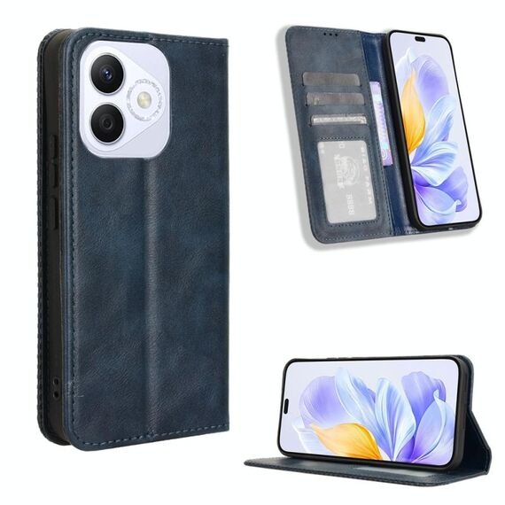 Per Honor X60i 5G Custodia per telefono in pelle con fibbia magnetica e texture retrò (blu)