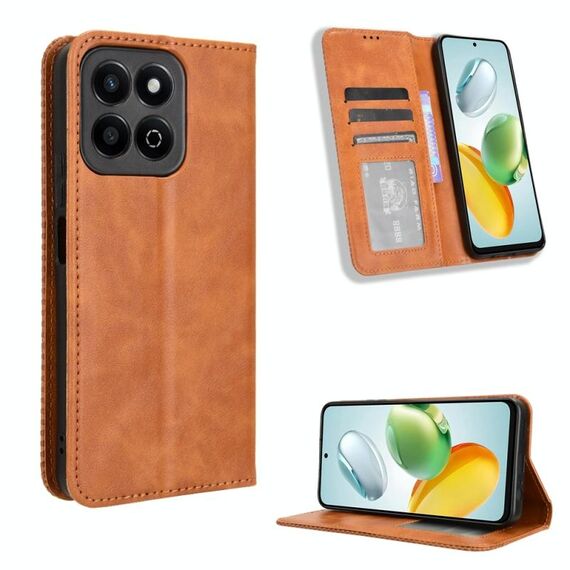 Custodia per telefono in pelle con fibbia magnetica For Honor Play 60 Plus (marrone)
