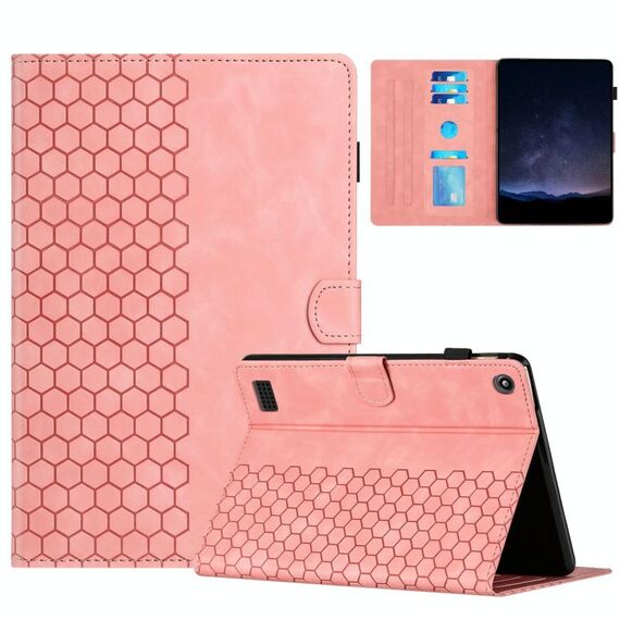 Per Amazon Kindle Fire 7 2017/2019 Custodia per tablet intelligente in pelle goffrata a nido d'ape (rosa)