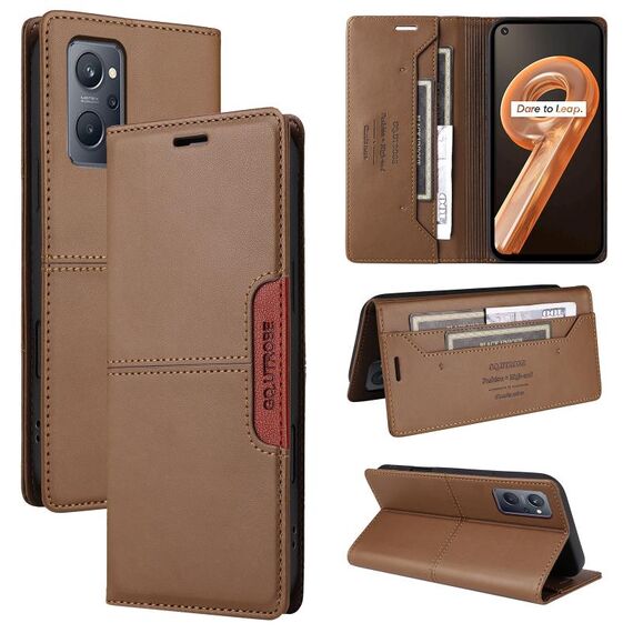 For Realme 9i GQUTROBE G01 RFID Anti-theft Leather Phone Case(Brown)