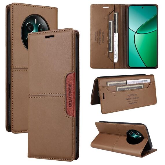 For Realme 12+ GQUTROBE G01 RFID Anti-theft Leather Phone Case(Brown)