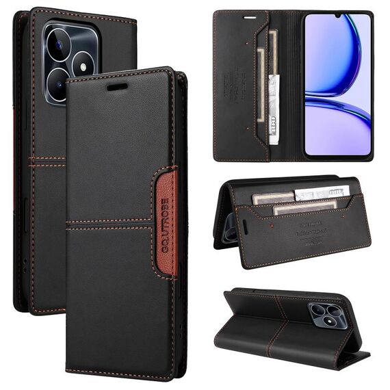 For Realme C53 4G GQUTROBE G01 RFID Anti-theft Leather Phone Case(Black)