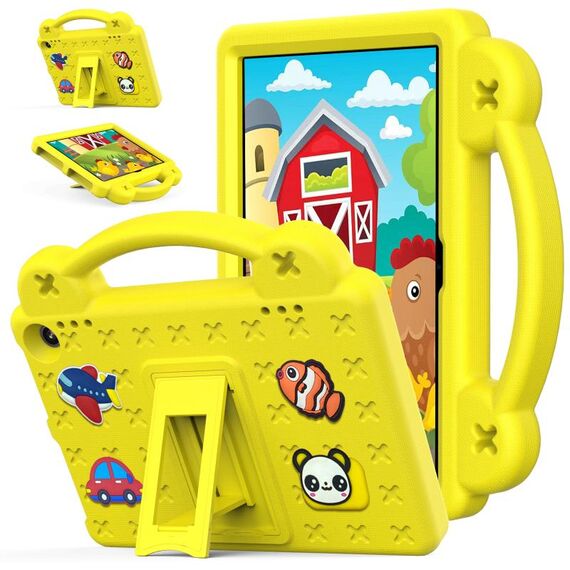 For Amazon Fire HD8 2024 / 2022 / HD8 Plus Handle Kickstand Children EVA Shockproof Tablet Case(Yellow)