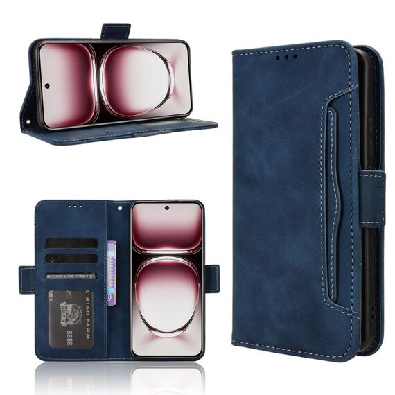 Per OPPO Reno12 Pro 5G Custodia per telefono in pelle con slot per schede e texture in vitello con effetto pelle di vitello globale (blu)
