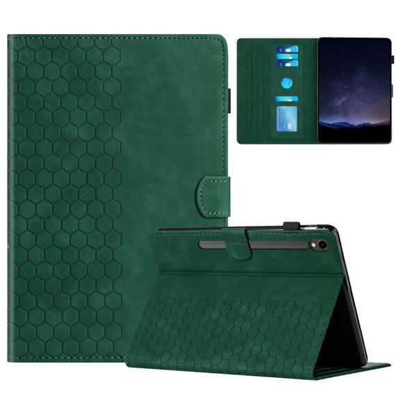 Per Samsung Galaxy Tab S9 / S9 FE Custodia per tablet intelligente in pelle goffrata a nido d'ape (verde)