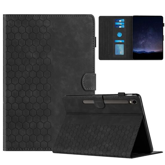 Per Samsung Galaxy Tab S9 / S9 FE Custodia per tablet intelligente in pelle goffrata a nido d'ape (nero)