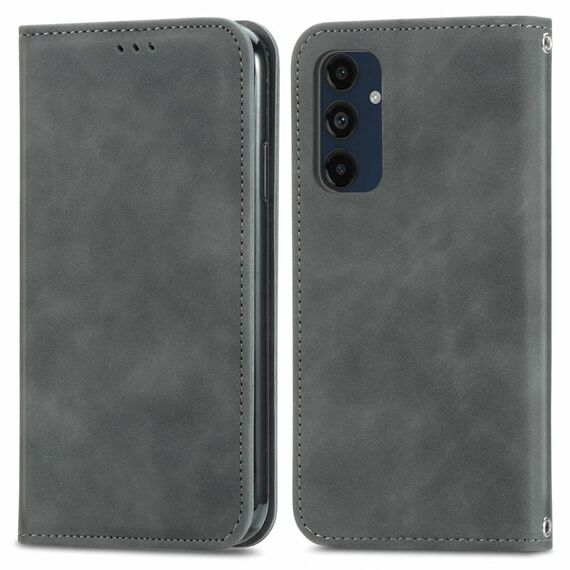 Per Samsung Galaxy S24 FE 5G Custodia per telefono in pelle magnetica Retro Skin Feel (grigio)