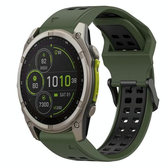 Per Garmin Fenix ​​8 MIP 47mm cinturino in silicone bicolore con fibbia inversa da 22mm (verde militare+nero)