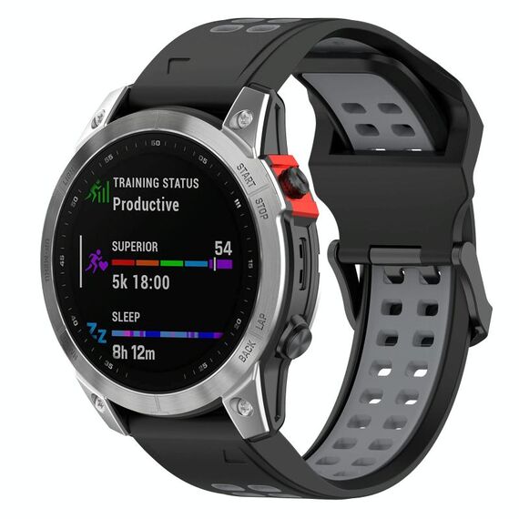 Per Garmin TACTIX 7 cinturino in silicone bicolore con fibbia inversa da 26 mm (nero + grigio)