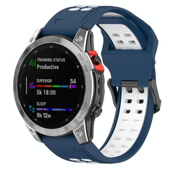 Per Garmin TACTIX 7 cinturino in silicone bicolore con fibbia inversa da 26 mm (blu+bianco)