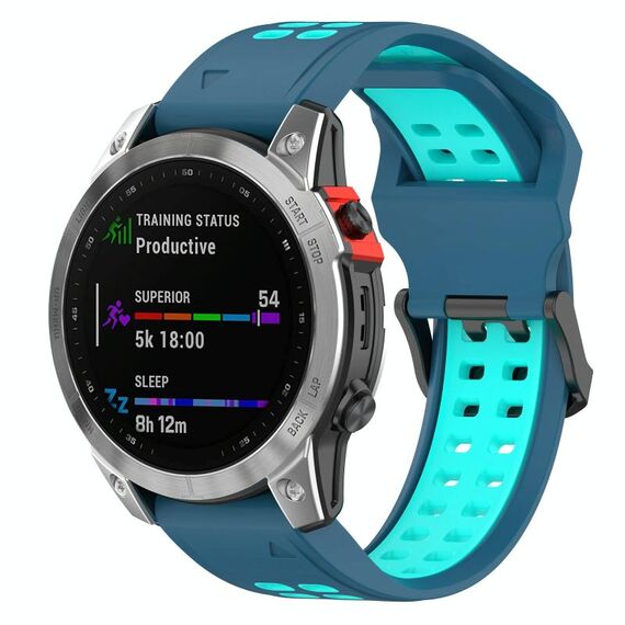 Per Garmin TACTIX 7 cinturino in silicone bicolore con fibbia inversa da 26 mm (blu + paperella d'acqua)