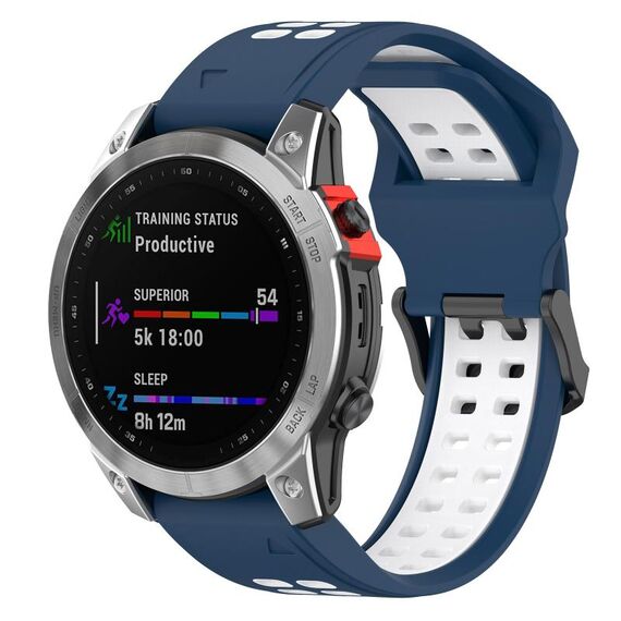 Per Garmin Enduro 2 cinturino in silicone bicolore con fibbia inversa da 26 mm (blu + bianco)