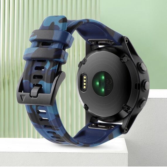 Per Garmin Fenix ​​8 AMOLED 51mm Camouflage 26mm Cinturino in silicone (blu mimetico)