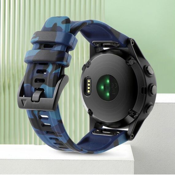 Per Garmin Fenix ​​8 MIP 51mm Camouflage 26mm Cinturino in silicone (blu mimetico)