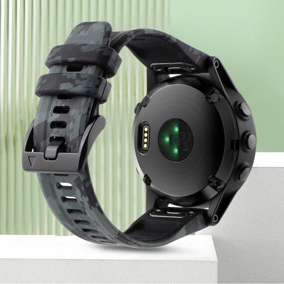 Per Garmin Fenix ​​8 AMOLED 47mm Camouflage 22mm Cinturino in silicone (Nero mimetico)
