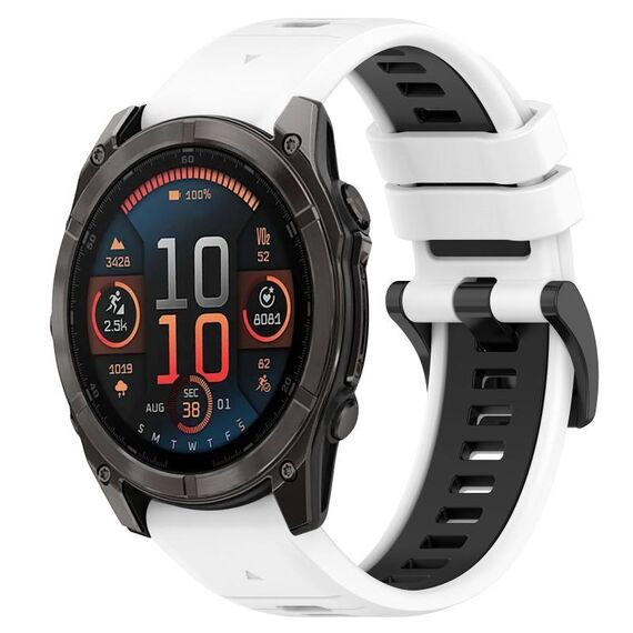 Per Garmin Fenix ​​8 AMOLED 47mm Sportivo Cinturino in silicone bicolore 22mm (bianco+nero)